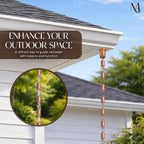 monarch rain chains aluminum cylinder brushed copper rain shown in use