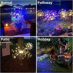 YOTOZU 4 PCS Solar Firework Light, Outdoor Solar Garden Decorative Lights 120 LED Powered 40 Copper Wires String DIY Landscape Light for Walkway Pathway Backyard Decor Parties Perfect Gifts(Purple)
