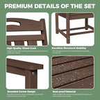 HDPE Outdoor Patio Dining Set with Table & 6 Chairs, All-Weather 7-Piece Outdoor Table and Chairs, 2" Umbrella Hole, Patio Furniture for Garden, Backyard, Deck | Brown