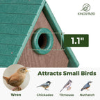 Kingsyard Recycled Plastic Bird House for Outdoors - Hanging Nesting Box with Predator Guard & Air Vents for Wren Finch Chickadee, Green