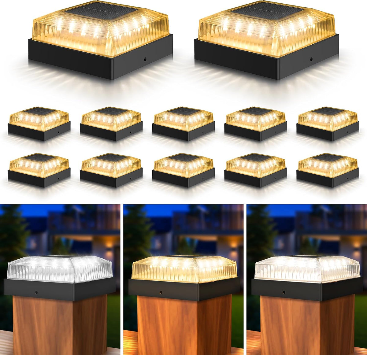 solar post cap lights for 4x4 wood/vinyl fence, main product view