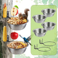 2 Pack Squirrel Feeders, 4 Colander Bowls (Each 8.5"/1.4L) for Replacement, Dual Corn Cob Spikes for Multi-Food, Metal Squirrel Feeders for Outside Tree Fence, Removable Bowl Easy Clean/Refill