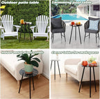 Metal Outdoor Side Tables Set of Two Small Outside Round End Table for Patio Modern Accent Garden Corner Table for Small Spaces, Balcony, Porch, Weather-Resistant, Plant Stand Indoor, Black