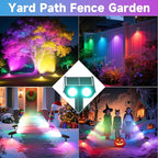 Color Changing Solar Spot Lights Outdoor with PC Light Guide Column, 8 Lighting Modes Christmas Outdoor Spotlight, IP65 Waterproof RGB Solar Spotlight for Garden Yard Tree Pathway, 4Pack