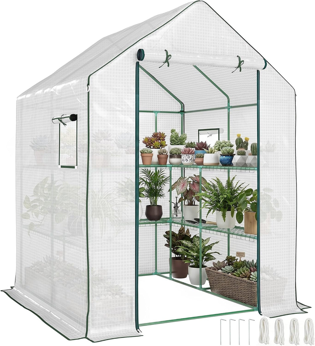 outsunny 4.6' x 4.7' portable greenhouse walk-in water/uv, main product view