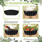 Riare 6 Pack 24 Inch Black Felt Window Box Liners- Fabric Trough Planter Basket Liners Replacement, Non-Woven Hanging Plant Liner for Wall Hanging Basket, Garden Fence Railing (Avoid Bird Nesting)