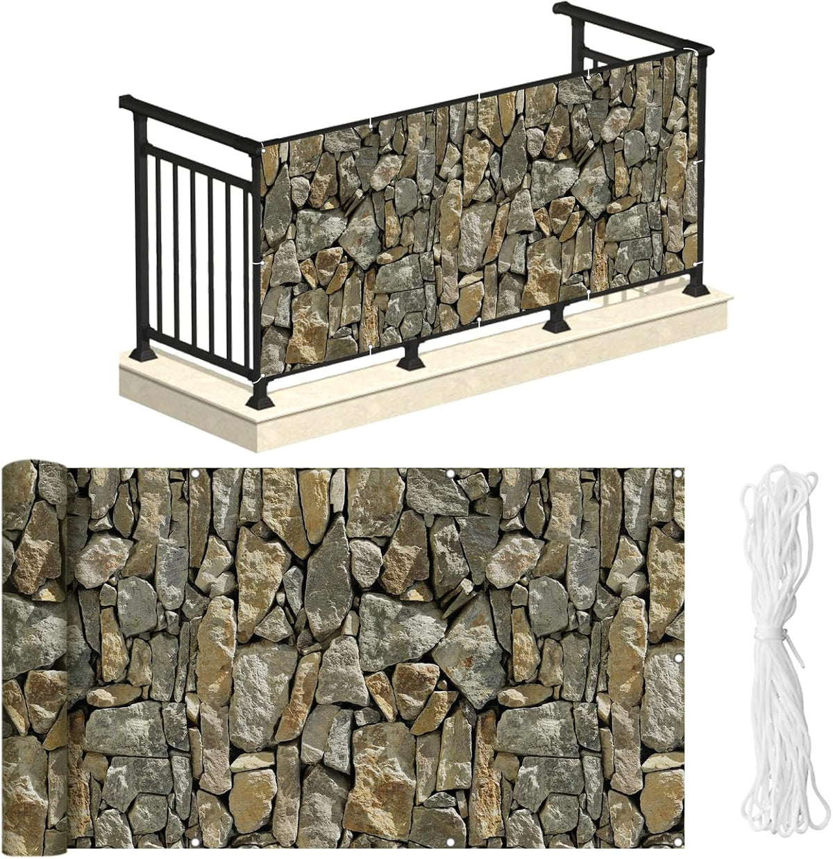 naimorui balcony privacy screen, 450 gsm pvc fence, main product view