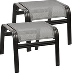 Outdoor Foot Rest for Patio Ottomans Metal Seat Patio Footstools Furniture Outside Stools Small Chair 2 Set Grey, 2 Pack-grey, 22inch*20inch*17inch