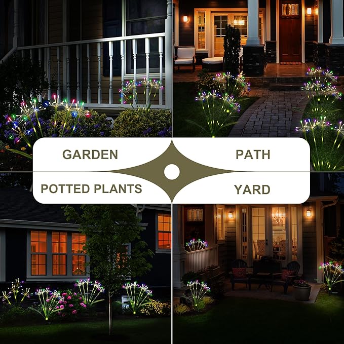 Garden Decor Solar Outdoor Lights, Waterproof Solar Powered Garden Decorative Lights for Christmas Outside Yard Pathway Flowerbed Planter Balcony Patio Gravestone Decor 4-Pack, Multicolor