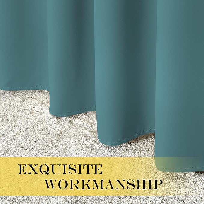 NICETOWN Blackout Doorway Curtain Drape 78 inch Long - Grommet Noise Reducing Thermal Insulated Solid Modern Window Treatments for Bedroom Closet (1 Panel, 52 x 78 Inch, Sea Teal)