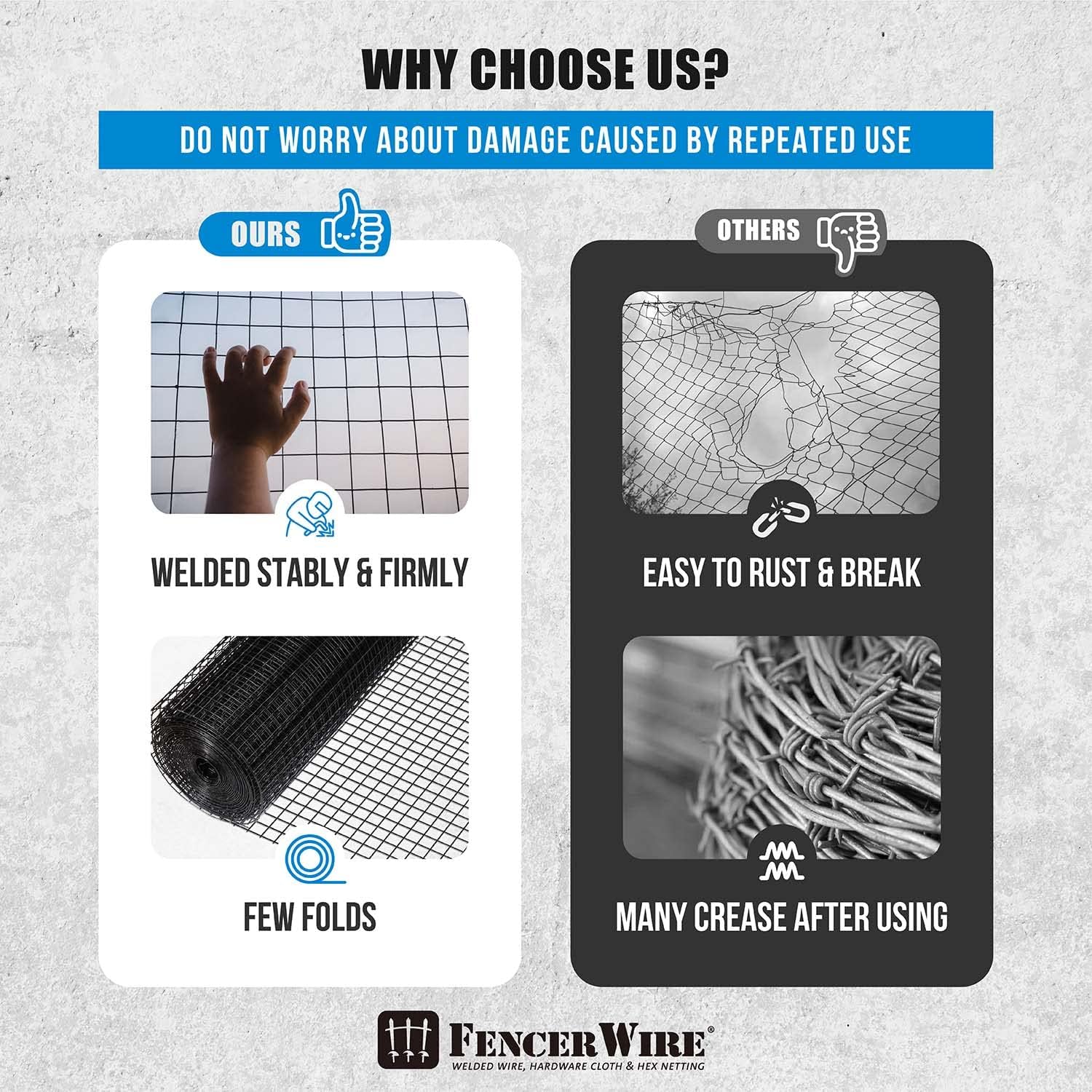 Fencer Wire 1.5-Inch x 1.5-Inch Grid Hardware Cloth, 16 Gauge Black Vinyl Coated Welded Wire Mesh for Home and Garden, Great for Home Improvement and Home Guard Project
