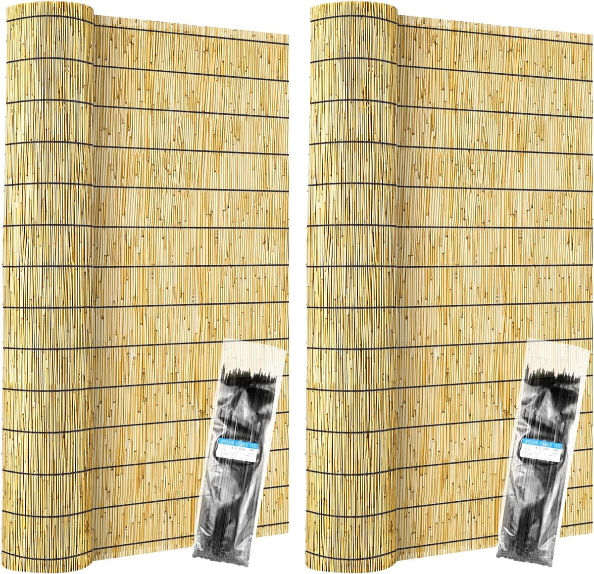 zncmrr reed fencing rolls 2 pcs natural bamboo, main product view