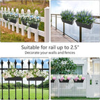Railing Planters Outdoor Balcony 16 Inch Deck Over The Railing Planter Boxes Hanging Planters for Fence Flower 5 Pcs (Black)