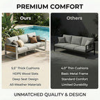ZANDOR Aluminum Outdoor Patio Conversation Furniture Set, 4 PCS Metal Modern Outside Sectional Lawn Furniture with Coffee Table & Washable Thick Cushions,Seating Sofa for Garden/Backyard/Porch Silver