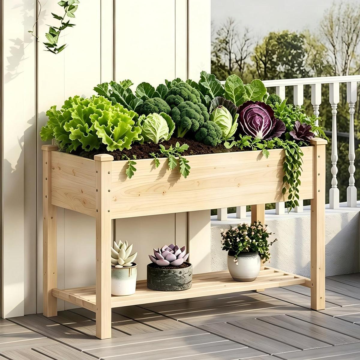 48x24x30.7in wood raised garden bed with legs wooden, main product view