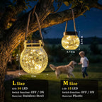 ROSHWEY 6 Pack M Size Solar Lantern Gifts for Women - Outdoor Solar Lanterns Waterproof with 15 LED Hanging Garden Patio Backyard Decor Lights for Halloween Christmas Easter Gift