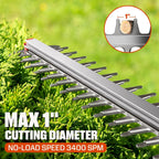 SENIX 40V 24-Inch Cordless Hedge Trimmer, 1-Inch Cut, Grey | Includes 2 Batteries & Dual-Port Charger, Dual-Action Blades, Lightweight, Ideal for Yard Landscaping