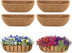 4 Pcs 36 Inch Trough Coco Liner for Window Box, 100% Natural Half Moon Coconut Coir Planter, Replaceable Coconut Fiber Liner for Window Boxes & Fence Flower Baskets (4, 36 inch)