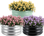3 Pcs 2x2x1ft Round Galvanized Raised Garden Bed Planter Boxes Outdoor with Easy Assembly, Metal Raised Beds for Vegetables, Fruits, Flowers (Galvanized, Black, Green)