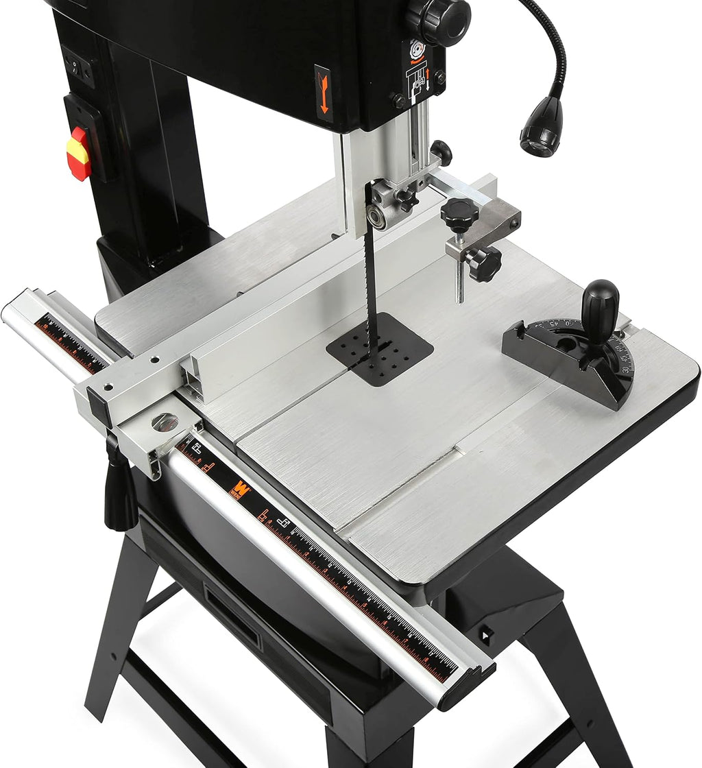wen (ba1487) band saw with stand,two-speed,black,14-inch, side view