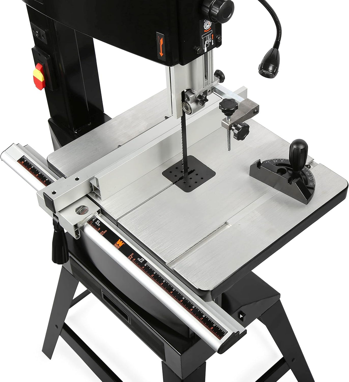 wen (ba1487) band saw with stand,two-speed,black,14-inch, side view