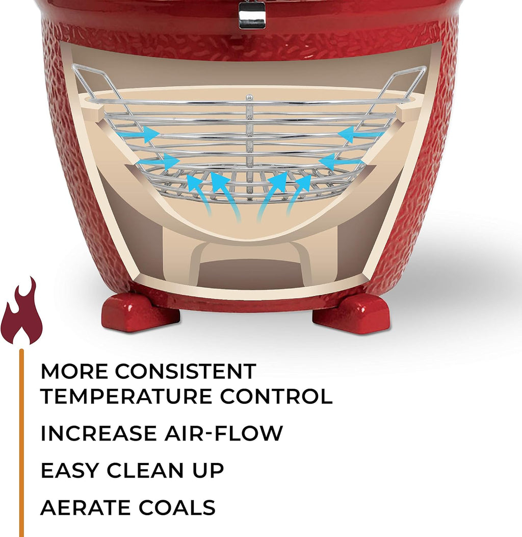 Stainless Steel Charcoal Ash Basket for Kamado Joe Classic - Classic Kamado Grill Charcoal Basket Accessory - Designed in Wisconsin