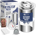 Deli Meat Press Stainless Steel, Lunch Meat Maker with Thermometer, Silicone Mittens and 5 Cooking Bags, Ham Press Mold for Making Homemade Healthy Deli Poultry Patty, Funny Kitchen Gift