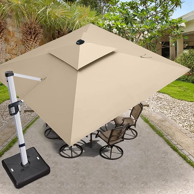 ABCCANOPY Patio Umbrella Cantilever Double Top Outdoor Offset Umbrella with 360° Rotation