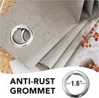 H.VERSAILTEX Blackout Drapes Linen Blackout Curtains 84 inch Length 2 Panels Set, 100% Blackout Thermal Insulated Textured Curtain Anti-Rust Grommet Curtains with White Liner, Stone