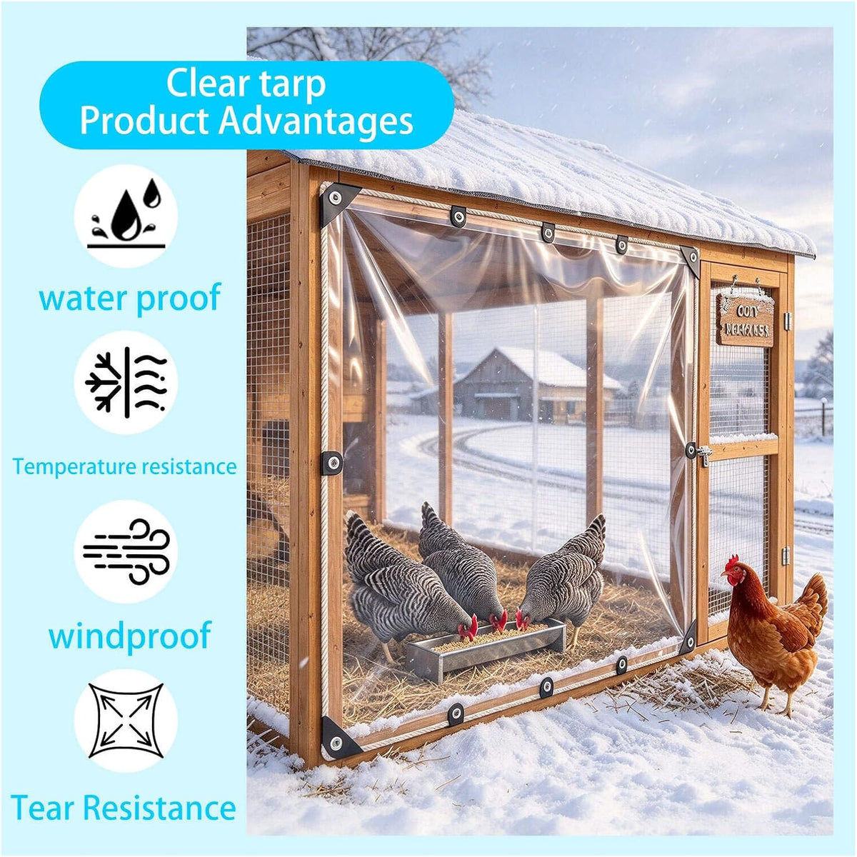 clear vinyl tarp 6x8ft 14mil heavy duty waterproof shown in use