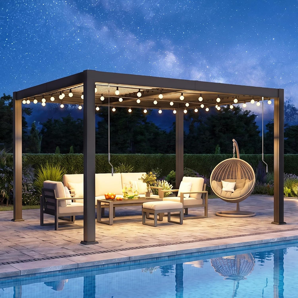 pergola 10'x12' with adjustable roof & thick aluminum, main product view