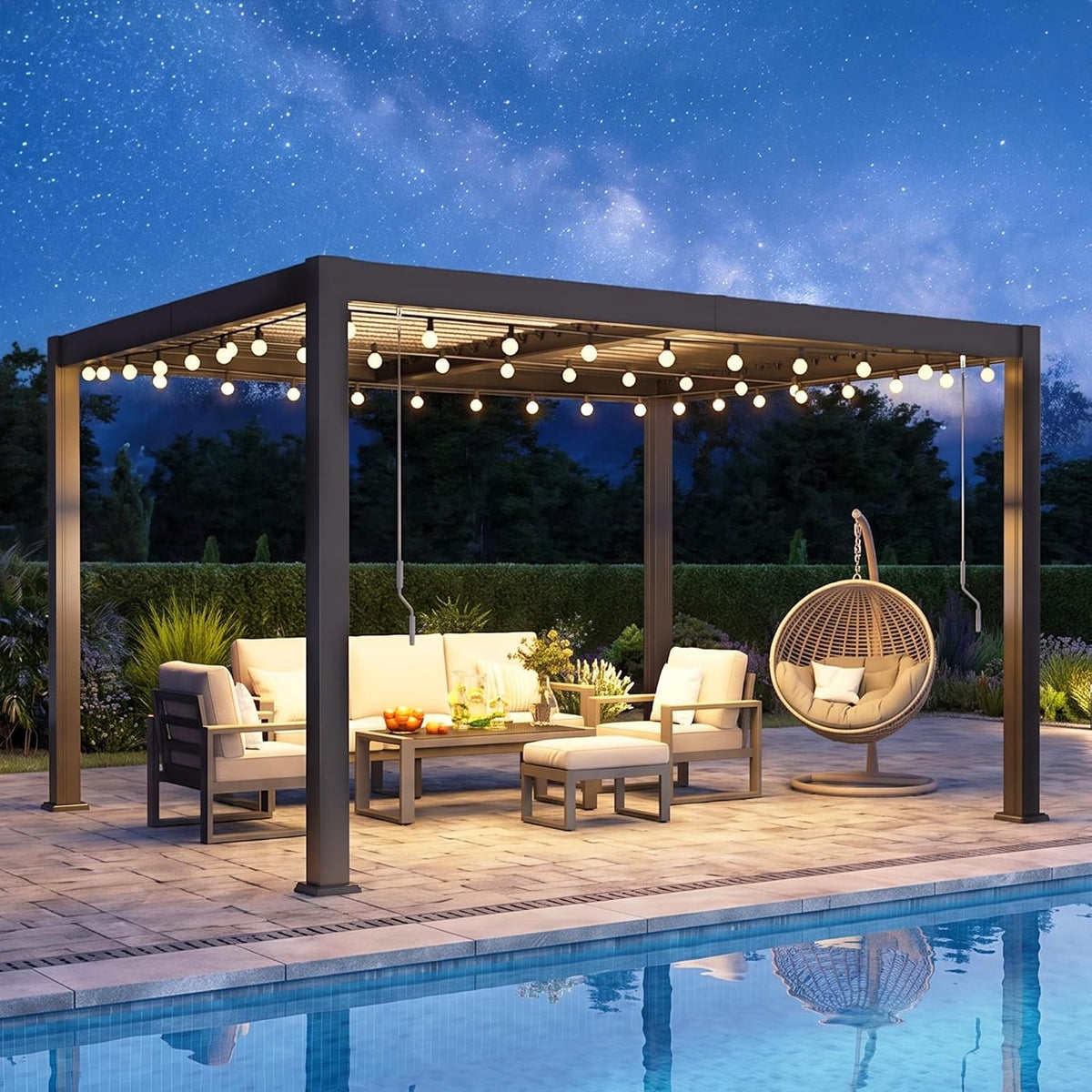 pergola 10'x12' with adjustable roof & thick aluminum, main product view