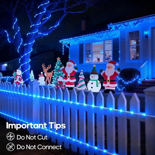 100Ft 720 LED Rope Lights Outdoor Waterproof with Remote, 8 Modes and 4 Brightness Blue Rope Lights for Outside, Garden, Patio, Pool, Bedroom, Party, Indoor Outdoor Decoration (Blue)