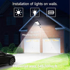 Solar Lights Outdoor Waterproof, 6500K Dusk to Dawn Solar Street Light Motion Sensor with Remote, LED Security Flood Light for Outside Garden Yard Path, Oudoor Parking Lot Lights, 4PACK