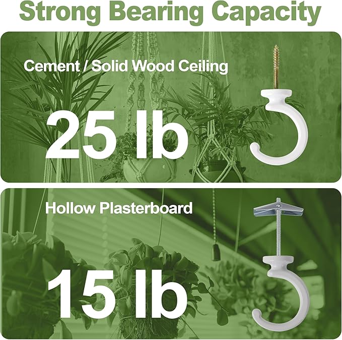 4pcs Ceiling Hooks for Hanging Plants,Hanging Lights Metal Small Hooks,Indoor Outdoor Wall Heavy Duty Plant Hanger Swag Hook