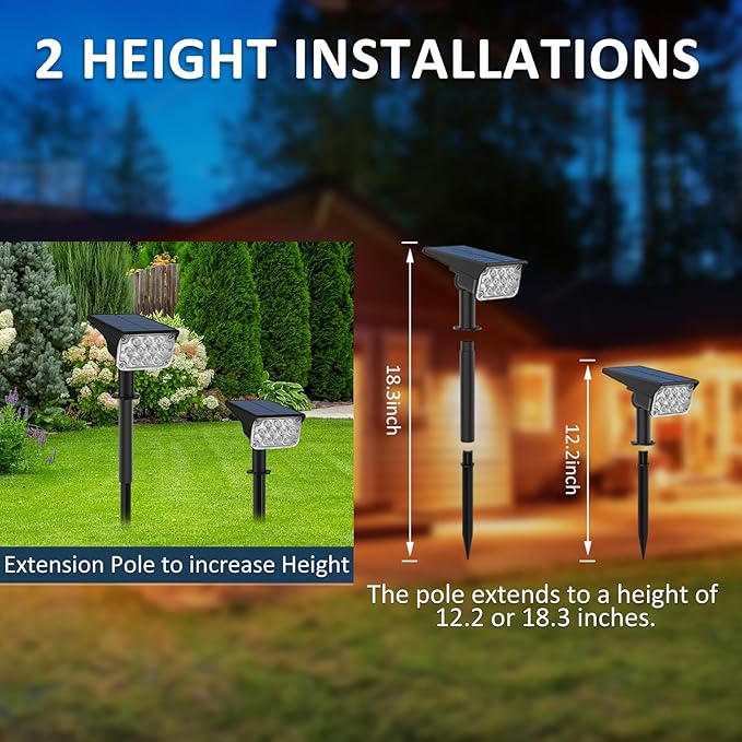T-SUNUS Christmas Red Solar Lights for Outside IP65 Waterproof Auto On/Off Adjustable Landscape Spot Lighting Garden Spotlight Outdoor Tree Pathway Yard Driveway Wall Patio Lawn Flag Halloween 4 Pack