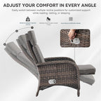 Zero Gravity Wicker Patio Recliner Chairs Set of 2 - Wicker Outdoor Lounge Chair with Adjustable Backrest & Footrest, All Weather Outdoor Reclining Chairs with Thick Cushion for Pool Deck Grey