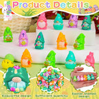 60 Pcs Easter Mini Gnomes Figures Tiny Fairy Resin Gnomes Figurines to Hide Easter Carrot Bunny Ear Basket Eggshell Eggs Element Miniature Gnomes Statues for Party Favors Tiered Tray Garden Decor