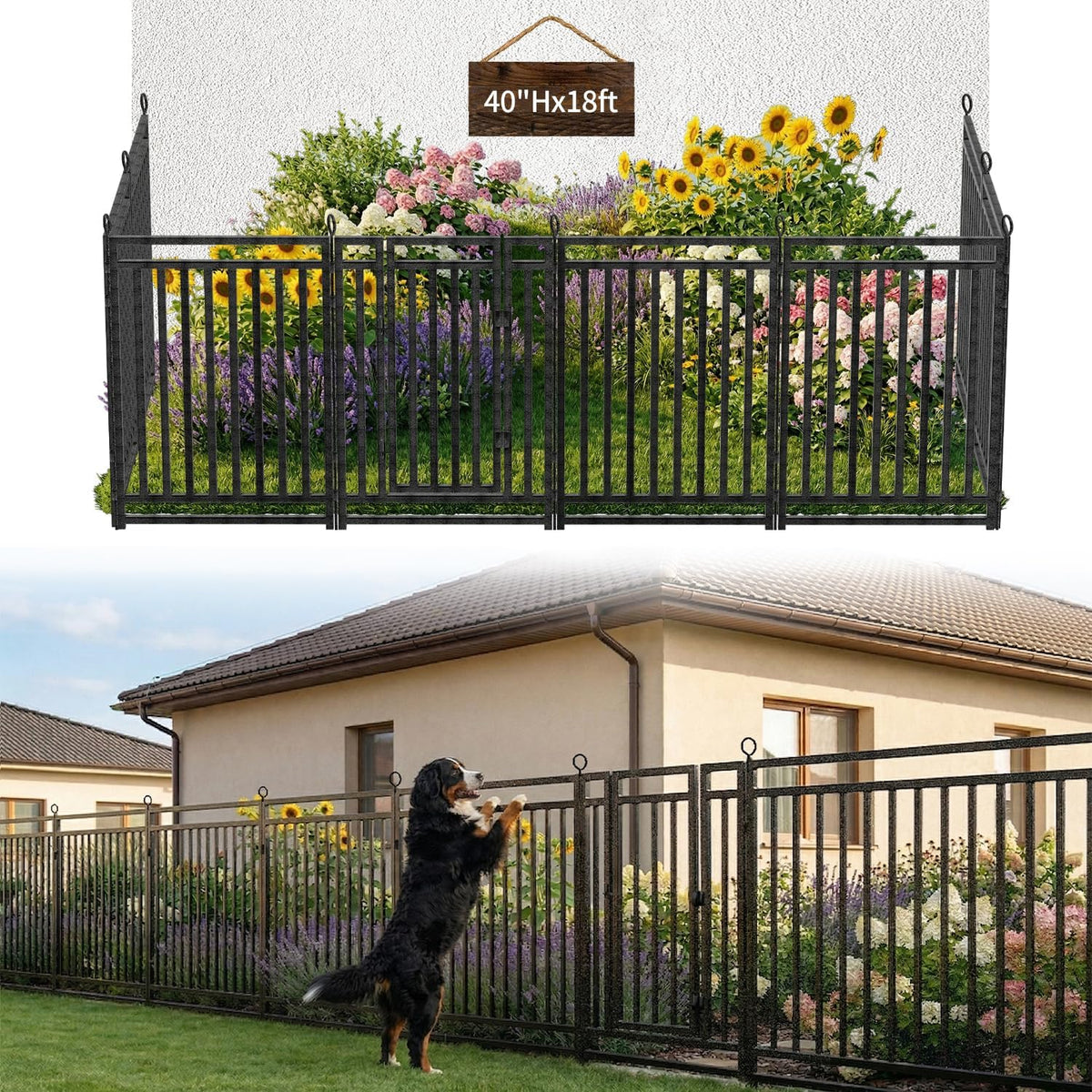 decorative garden fence metal dog fence outdoor, 40in, main product view
