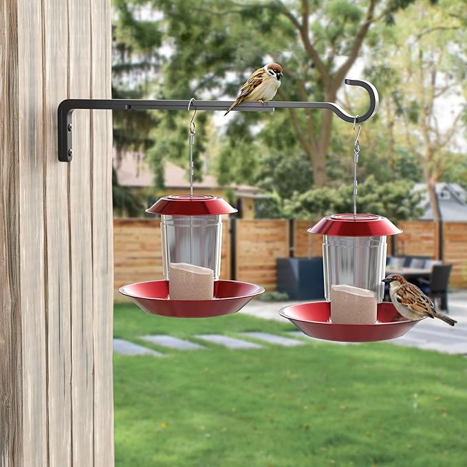 8 Inch 2 Pack Black Heavy Duty Outdoor Plant Hangers, Iron Hanging Plant Brackets for Hanging Plants Outside, Metal Plant Hooks Plant Wall Hooks for Hanging Lantern, Bird Feeder