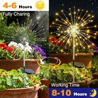 btfarm 6 Pack 120 LED Solar Garden Lights Outdoor, 8 Modes Firework Lights Solar Powered, Waterproof Twinkle Fairy Light Outside for Yard Patio Pathway Pool Christmas Party Decorative, Warm White