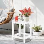 LZRS Round Adirondack Patio Side Table End Table, Outdoor Side Tables for Patio, Backyard,Pool, Indoor Companion, Easy Maintenance & Weather Resistant(White)