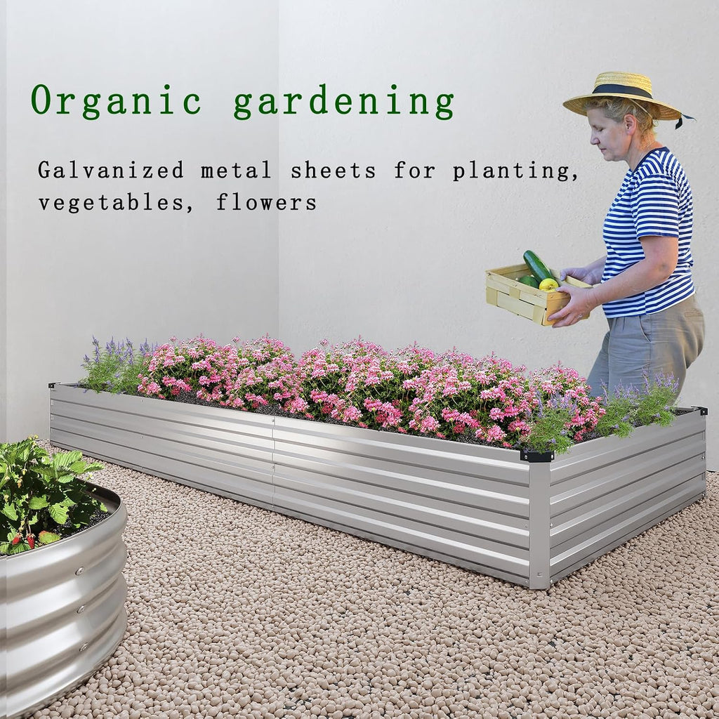 8x2x1ft galvanized raised garden bed kit,gardening planter box on a desk or shelf