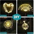 JJGoo Solar Firework Lights, 4 Pack 120 LEDs 2 Lighting Modes Solar Garden Lights Outdoor Waterproof for Yard Patio Walkway Pathway Party Wedding Christmas Decorative - Warm White