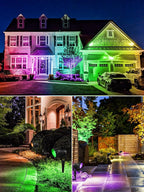 ZUCKEO All-in-One RGBW Landscape Lighting Kit, 5W Color Changing Low Voltage Landscape Lights with Transformer and 80FT Wire, LED Multi-Color Landscape Spotlights for Holiday Yard Garden House, 8Pack