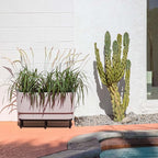 Veradek Demi Series Raised Long Planter for Indoor/Outdoor Use | Made from Plastic & Stone w/Wooden Stand | Modern Patio Décor for Flowers/Shrubs