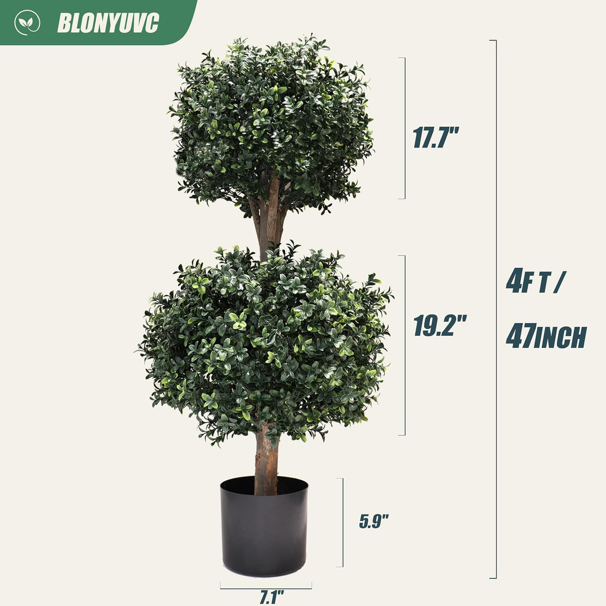 4ft artificial boxwood double ball topiary trees,2pack faux shown in use