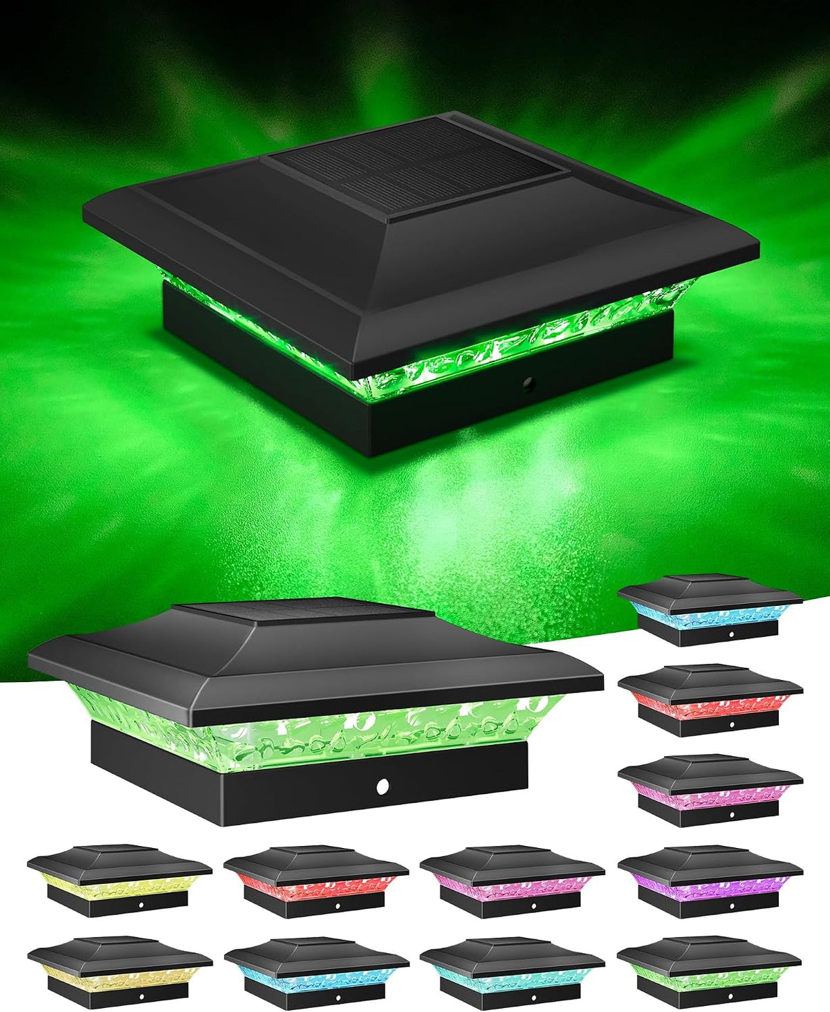 t-sun solar post cap lights with auto-change colors, main product view