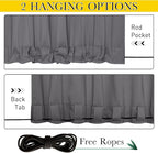 NICETOWN 2 Panels Outdoor Curtains for Patio Waterproof, W100 x L95 Windproof Extra Wide Grommet & Back Tab on Top & Bottom Thermal Insulated Sun Blocking Drapes with Rope for Gazebo, Grey