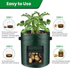 6 Pack Potato Grow Bags, 10 Gallon Planting Bags Durable PE Vegetable Planter with Flap and Handles Large Garden Pot Tall Potato Growing Containers for Vegetables, Fruits and More
